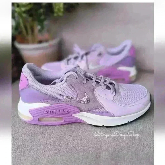 Nike Air Max Excee Womens Purple Sneakers Shoes Made with Swarovski Crystals - Picture 2 of 11